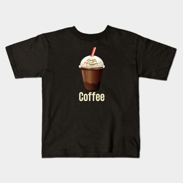 Iced Coffee Kids T-Shirt by HobbyAndArt